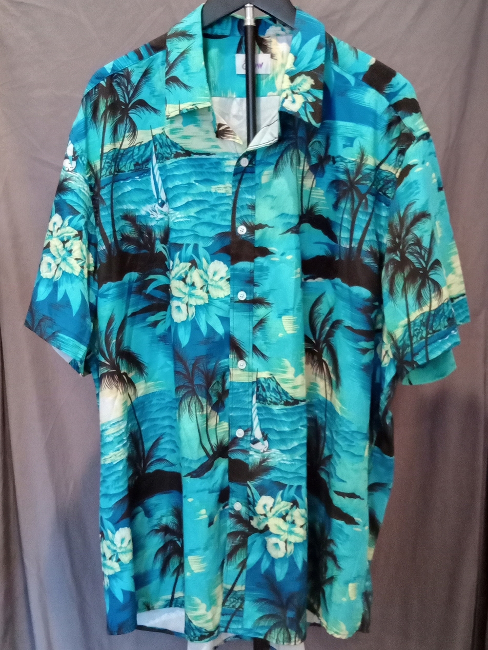Tropical Hawaiian Shirt with Palm & Floral Print Button Up Men's Size XXXL